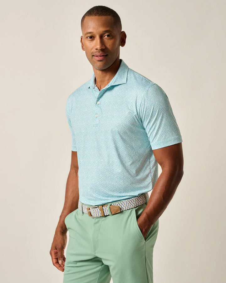 Johnnie-O Featherweight Performance Polo - Fernando Print: Green Grass