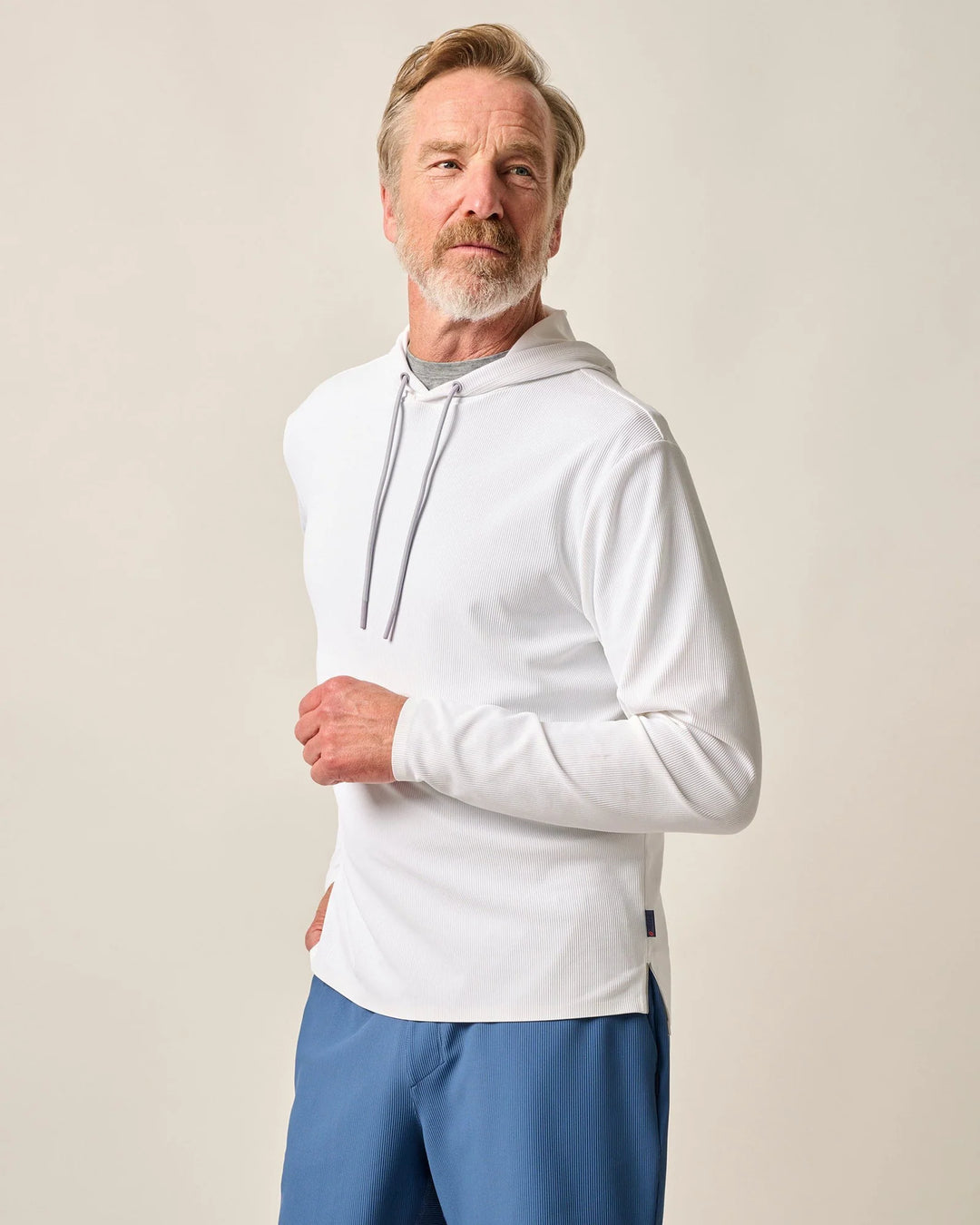 Johnnie-O Hoppin Performance Drawstring Hoodie: White