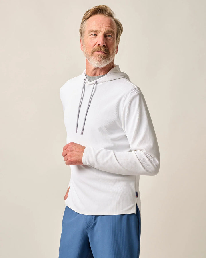 Johnnie-O Hoppin Performance Drawstring Hoodie: White