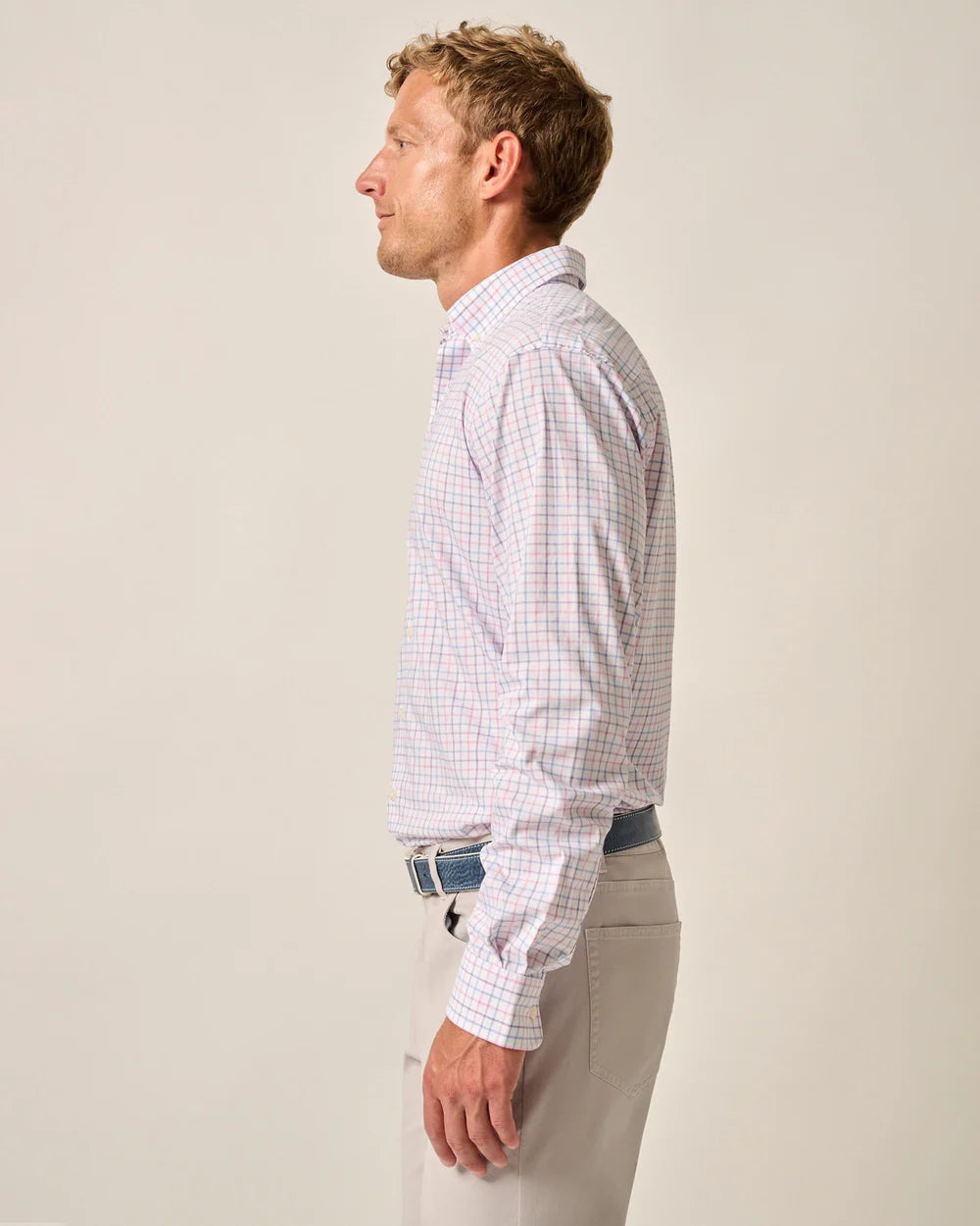 Johnnie-O Everyday Performance Button Up Shirt - Paddock Tattersall: Porto Pink