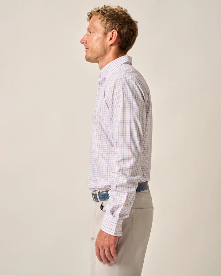 Johnnie-O Everyday Performance Button Up Shirt - Paddock Tattersall: Porto Pink