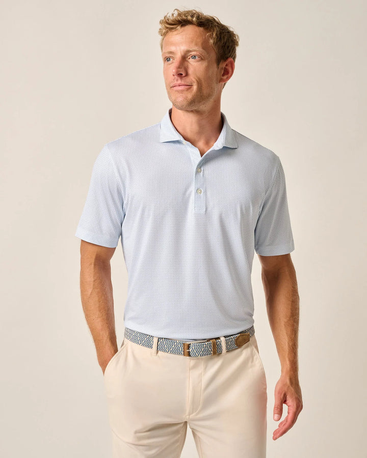 Johnnie-O Performance Jersey Polo - Tee Time Print: Barrels Blue