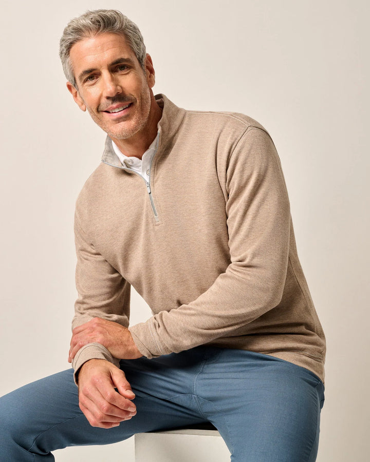 Johnnie-O Hanks "Lightweight Sully" 1/4 Zip Pullover: Hazelnut