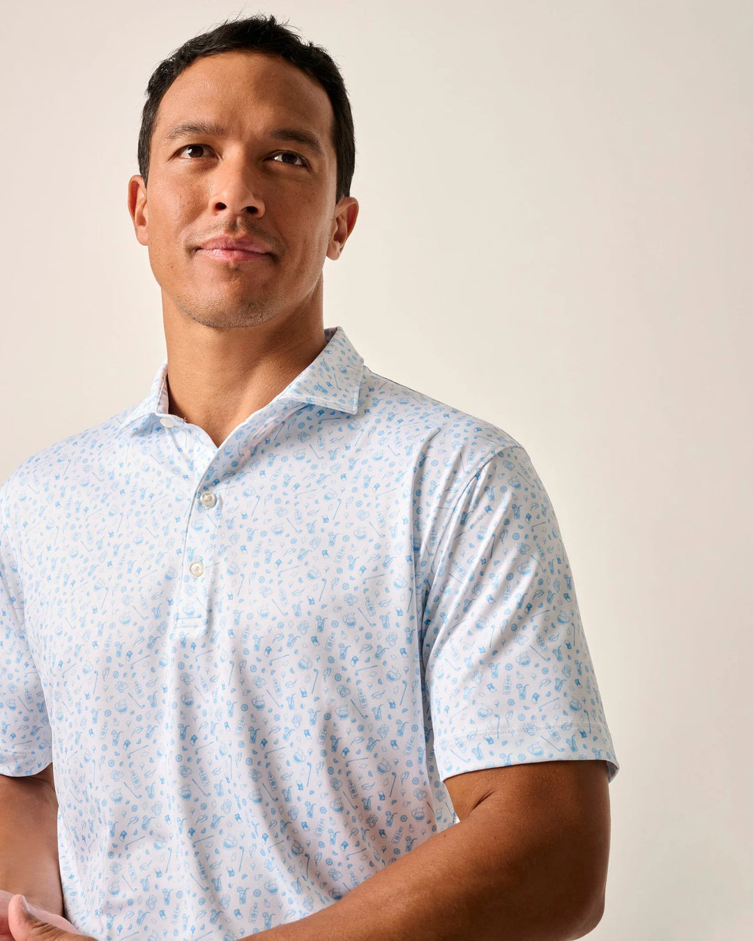 Johnnie-O Performance Jersey Polo - Juice Print: Maliblu