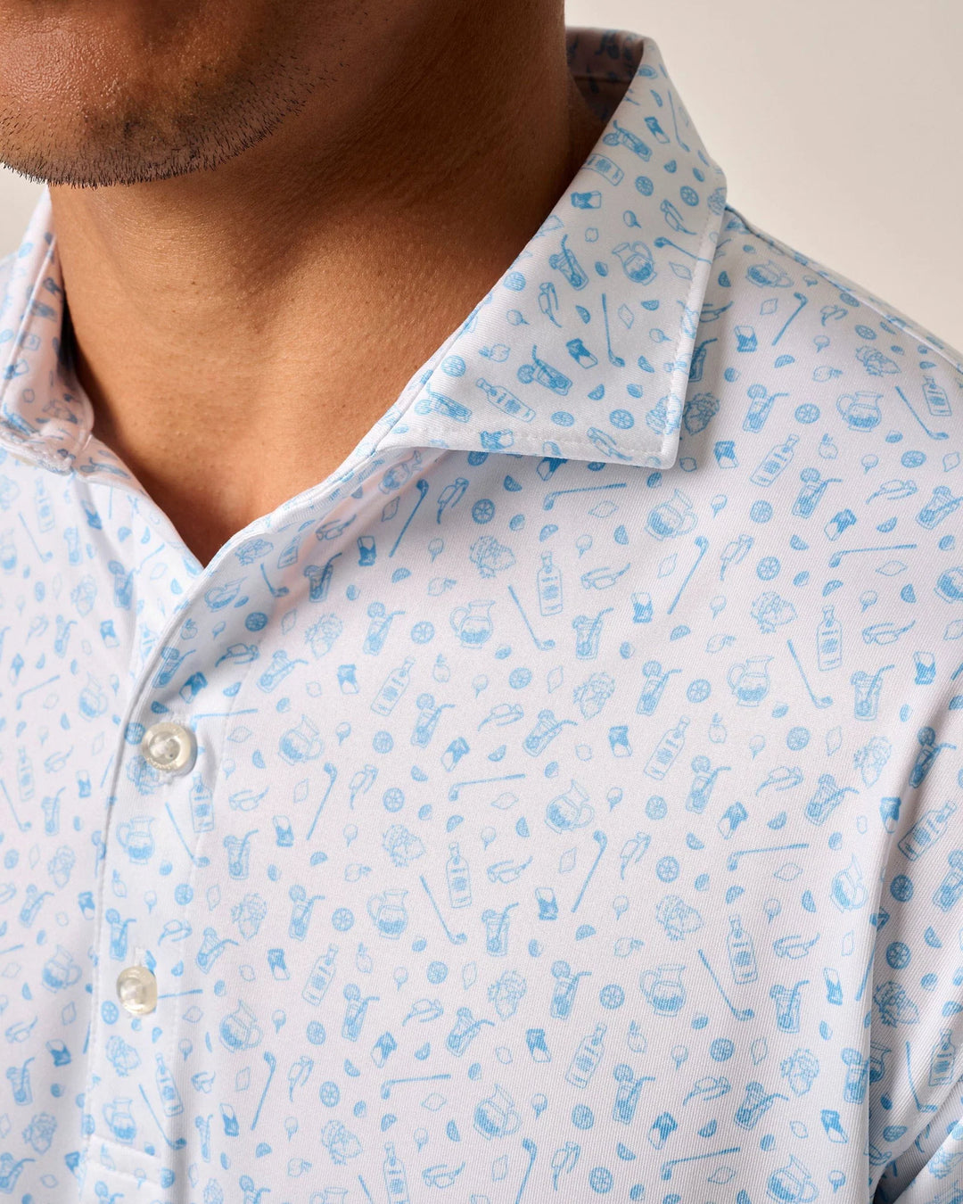 Johnnie-O Performance Jersey Polo - Juice Print: Maliblu