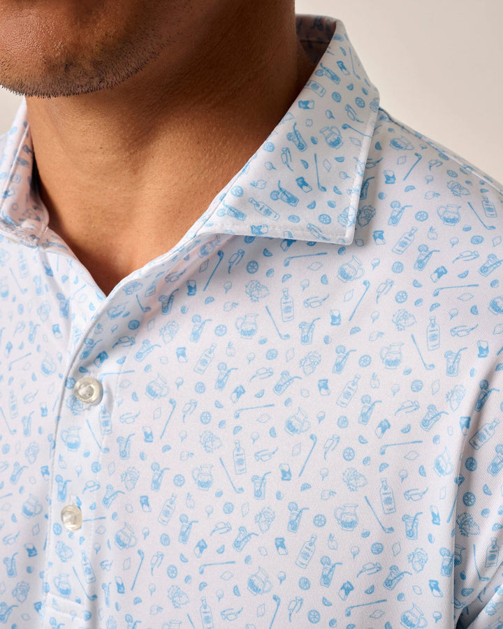 Johnnie-O Performance Jersey Polo - Juice Print: Maliblu