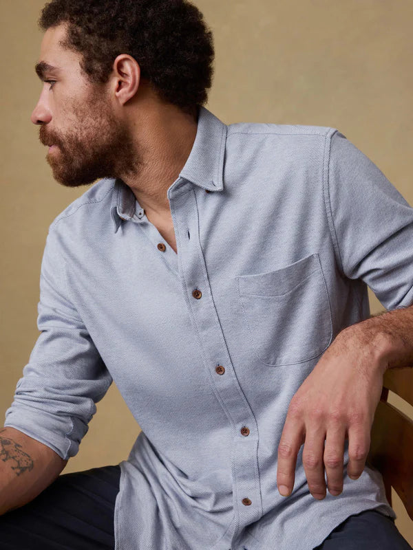 Faherty Men's Coastline Knit Shirt: Oceanside Blue