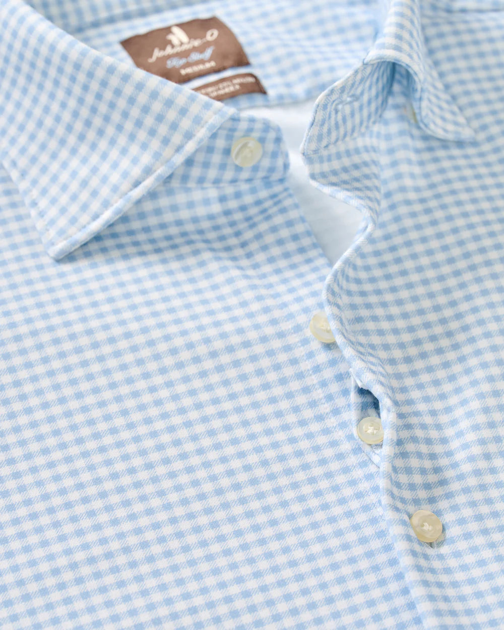 Johnnie-O Albro Top Shelf Gingham Check Cotton Blend Button-Up Shirt: Gulf Blue