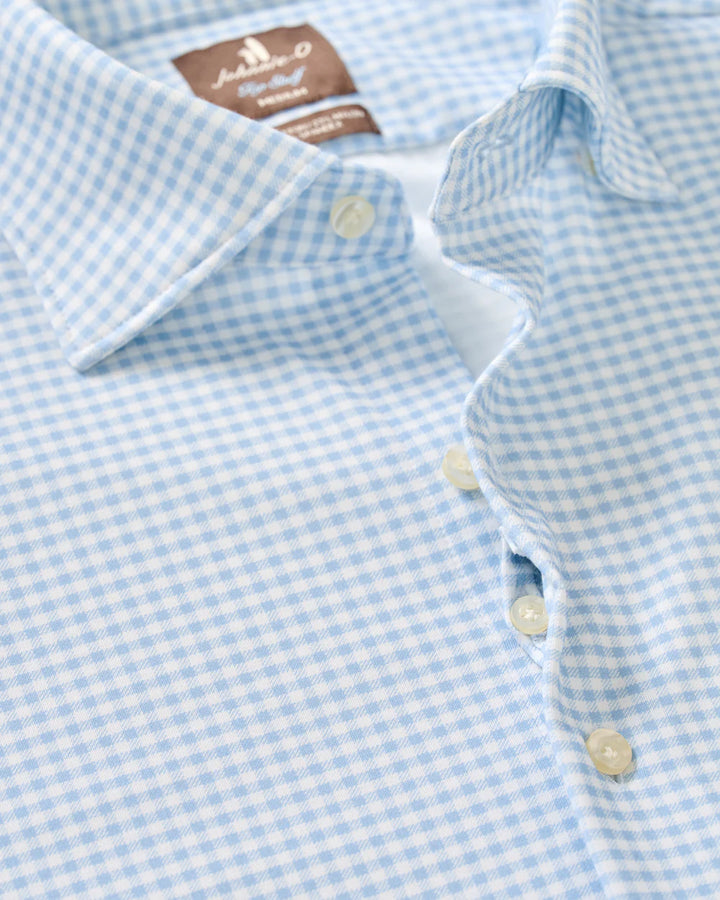 Johnnie-O Albro Top Shelf Gingham Check Cotton Blend Button-Up Shirt: Gulf Blue