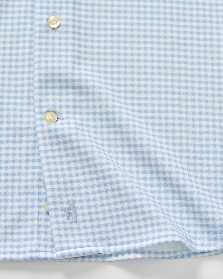 Johnnie-O Albro Top Shelf Gingham Check Cotton Blend Button-Up Shirt: Gulf Blue