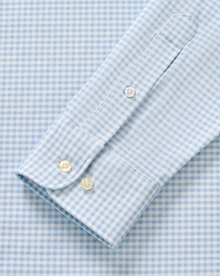 Johnnie-O Albro Top Shelf Gingham Check Cotton Blend Button-Up Shirt: Gulf Blue