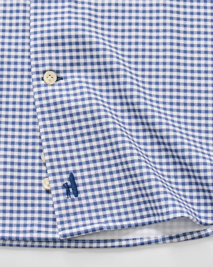 Johnnie-O Albro Top Shelf Gingham Check Cotton Blend Button-Up Shirt: Navy