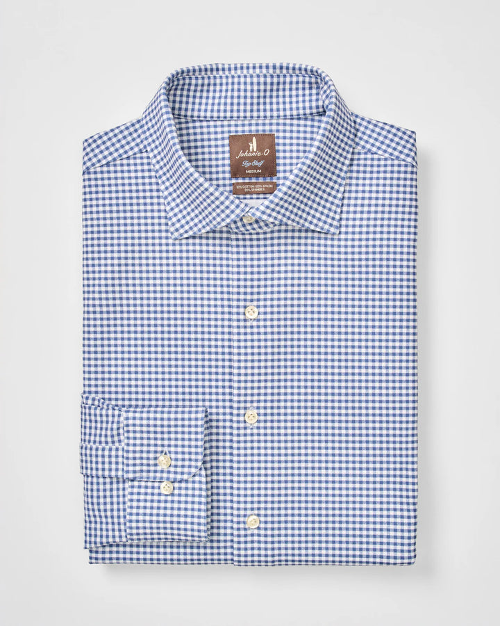 Johnnie-O Albro Top Shelf Gingham Check Cotton Blend Button-Up Shirt: Navy