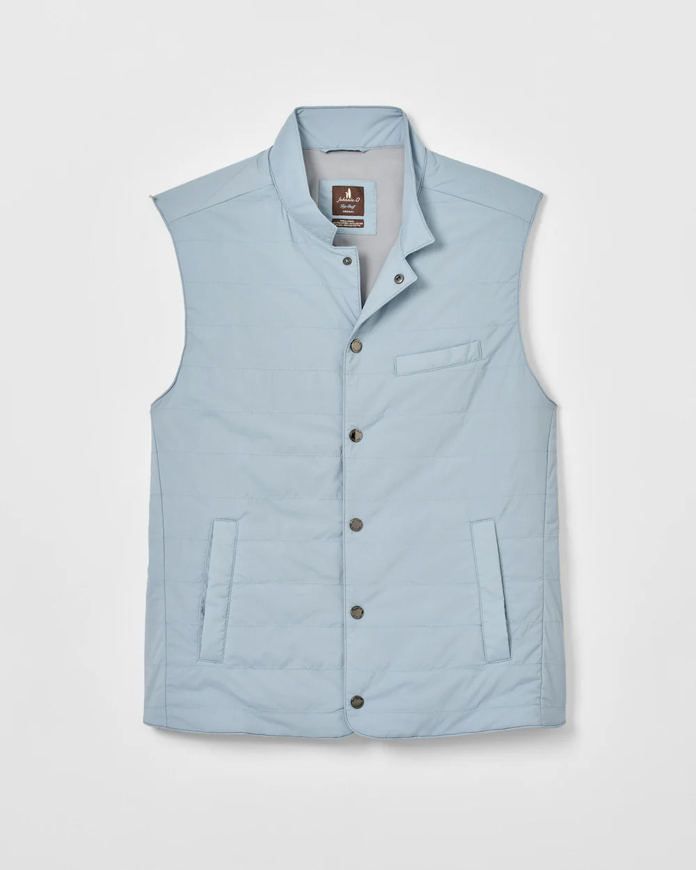 Johnnie-O Bauer Snap Front Quilted Vest: Steel Blue
