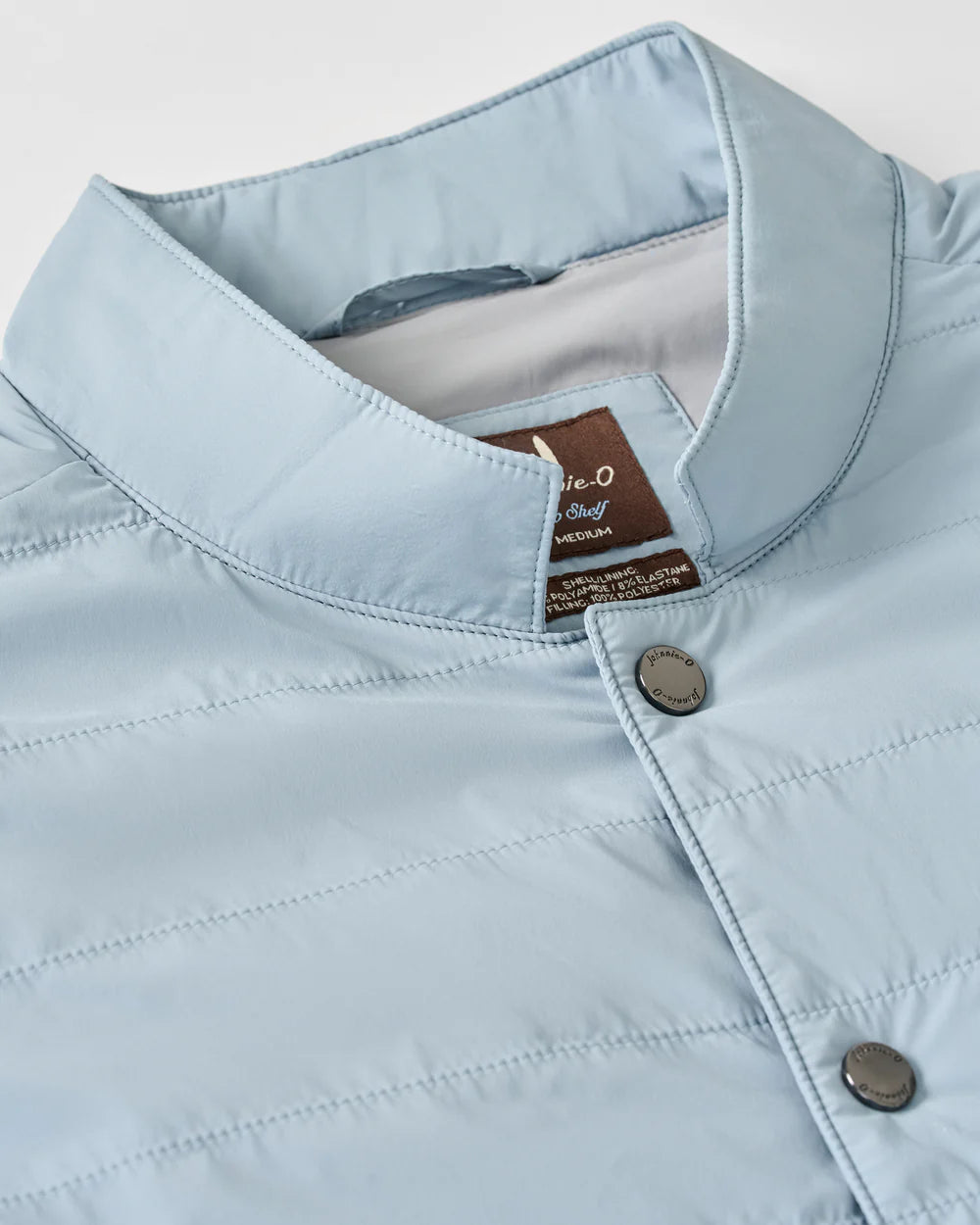 Johnnie-O Bauer Snap Front Quilted Vest: Steel Blue