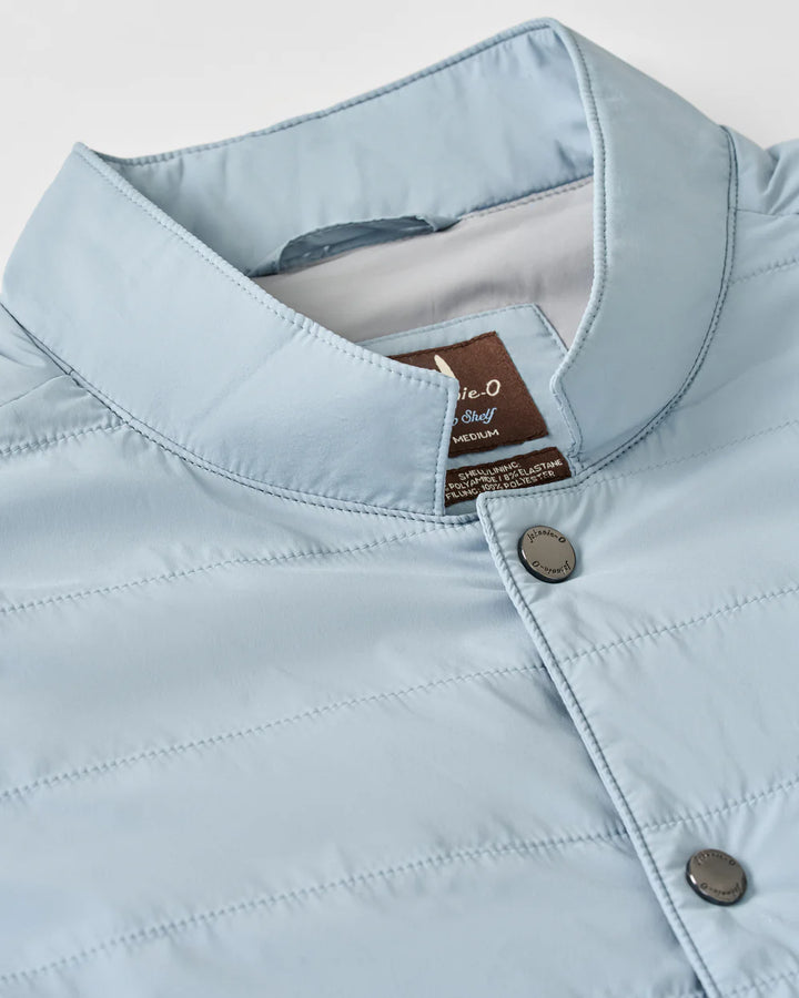 Johnnie-O Bauer Snap Front Quilted Vest: Steel Blue