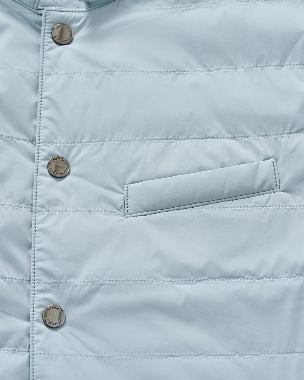Johnnie-O Bauer Snap Front Quilted Vest: Steel Blue