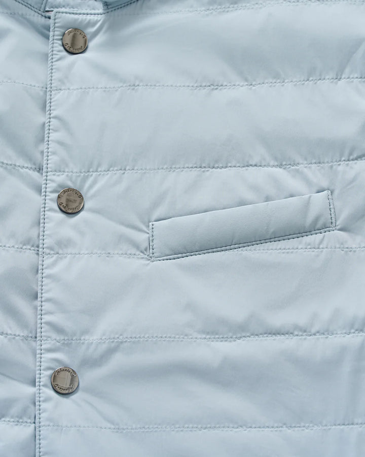 Johnnie-O Bauer Snap Front Quilted Vest: Steel Blue