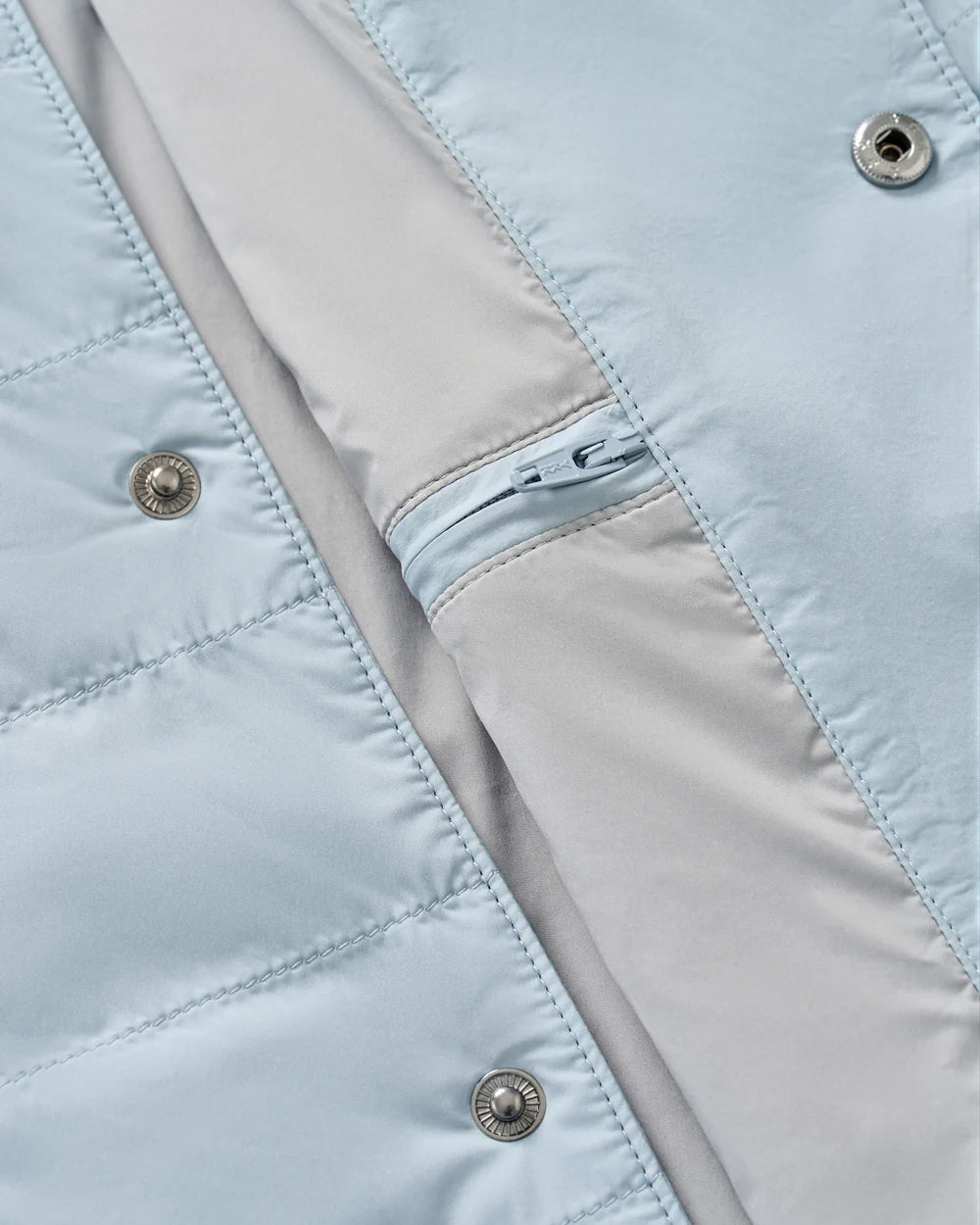 Johnnie-O Bauer Snap Front Quilted Vest: Steel Blue