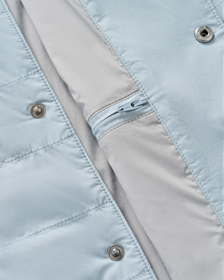 Johnnie-O Bauer Snap Front Quilted Vest: Steel Blue