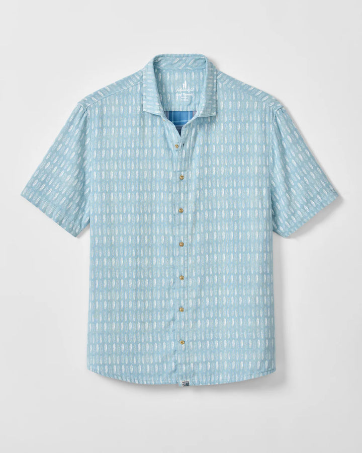 Johnnie-O "Surf Flannel" Short Sleeve Button Down Shirt - Beachley Printed Double Face: Maliblu