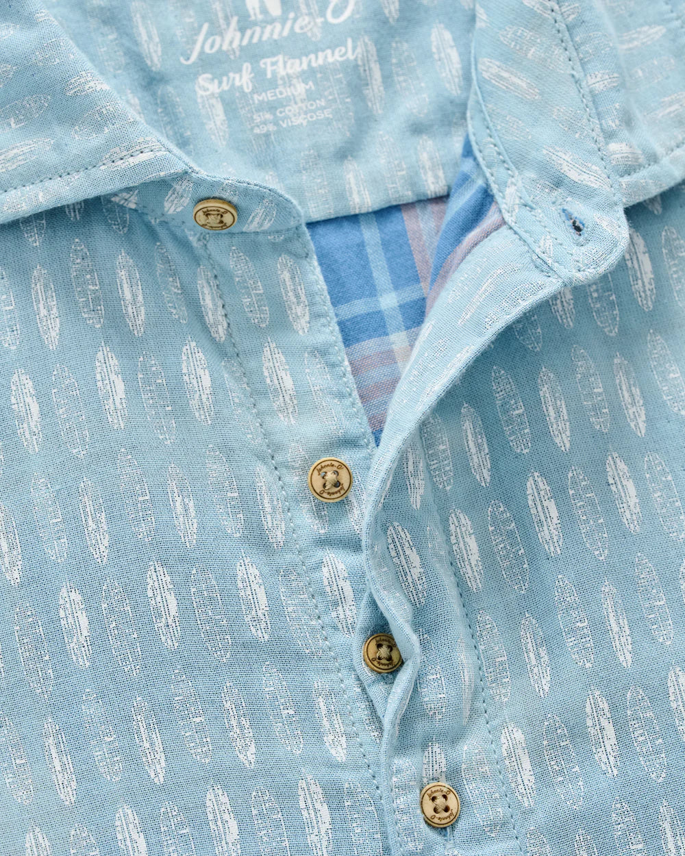 Johnnie-O "Surf Flannel" Short Sleeve Button Down Shirt - Beachley Printed Double Face: Maliblu