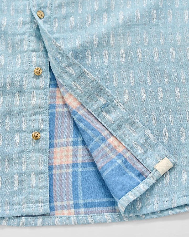 Johnnie-O "Surf Flannel" Short Sleeve Button Down Shirt - Beachley Printed Double Face: Maliblu