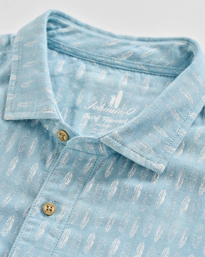 Johnnie-O "Surf Flannel" Short Sleeve Button Down Shirt - Beachley Printed Double Face: Maliblu