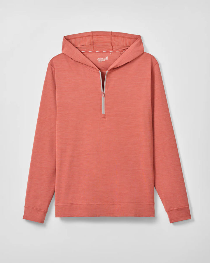 Johnnie-O Bixler Performance 1/4 Zip Hoodie: Washed Red
