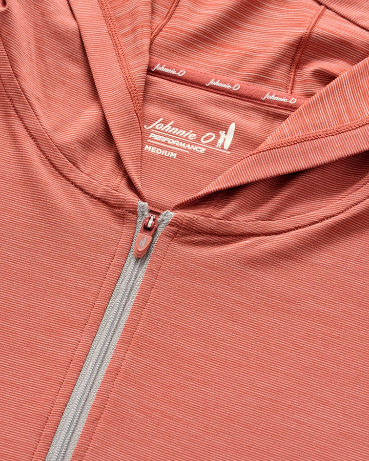 Johnnie-O Bixler Performance 1/4 Zip Hoodie: Washed Red