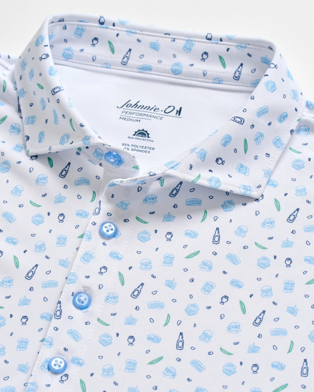 Johnnie-O Performance Mesh Polo - Burgers N Beers: White