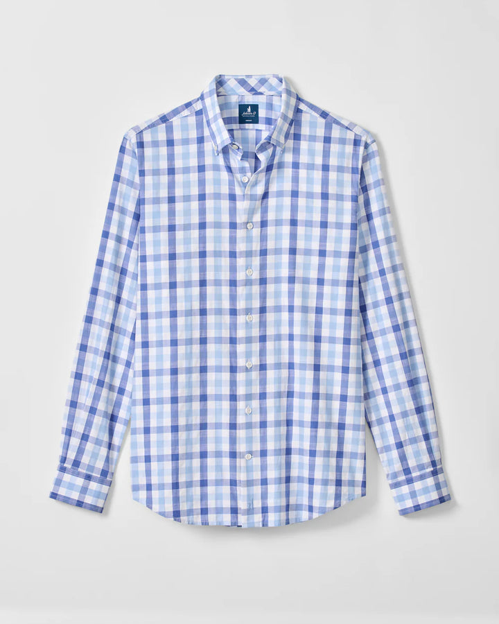 Johnnie-O Slub Cotton Button Down Shirt - Candler Exploded Check: Maliblu