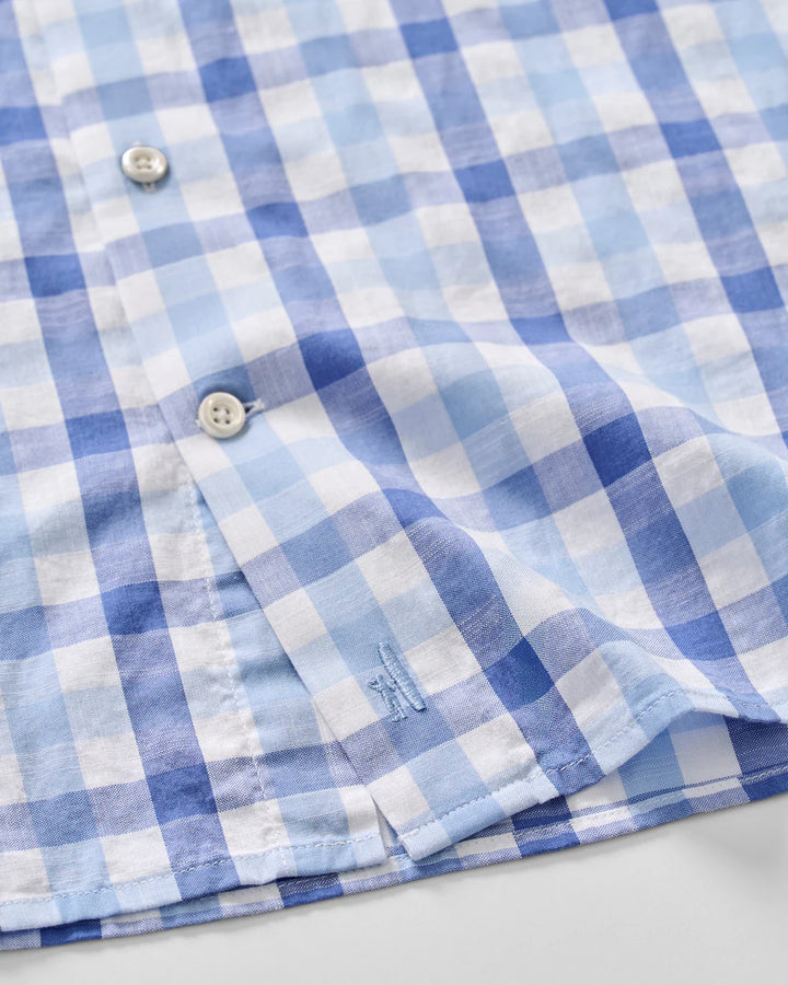 Johnnie-O Slub Cotton Button Down Shirt - Candler Exploded Check: Maliblu