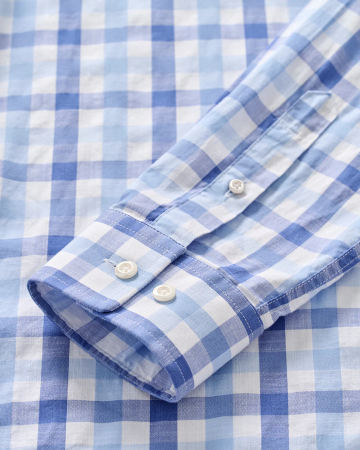 Johnnie-O Slub Cotton Button Down Shirt - Candler Exploded Check: Maliblu
