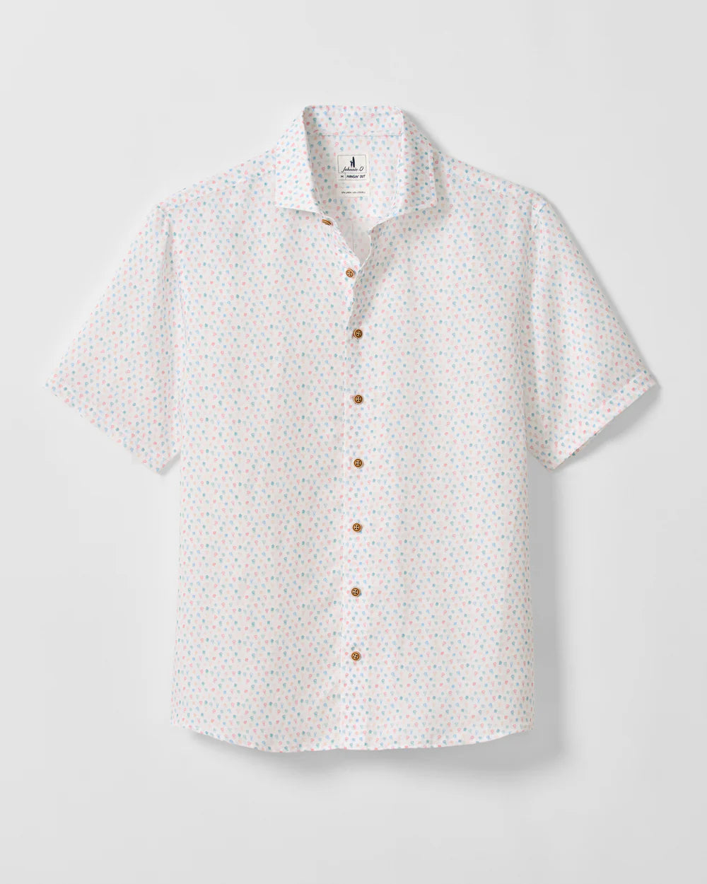 Johnnie-O Linen Blend Short Sleeve Button Down Shirt - Cash Bar Print: White