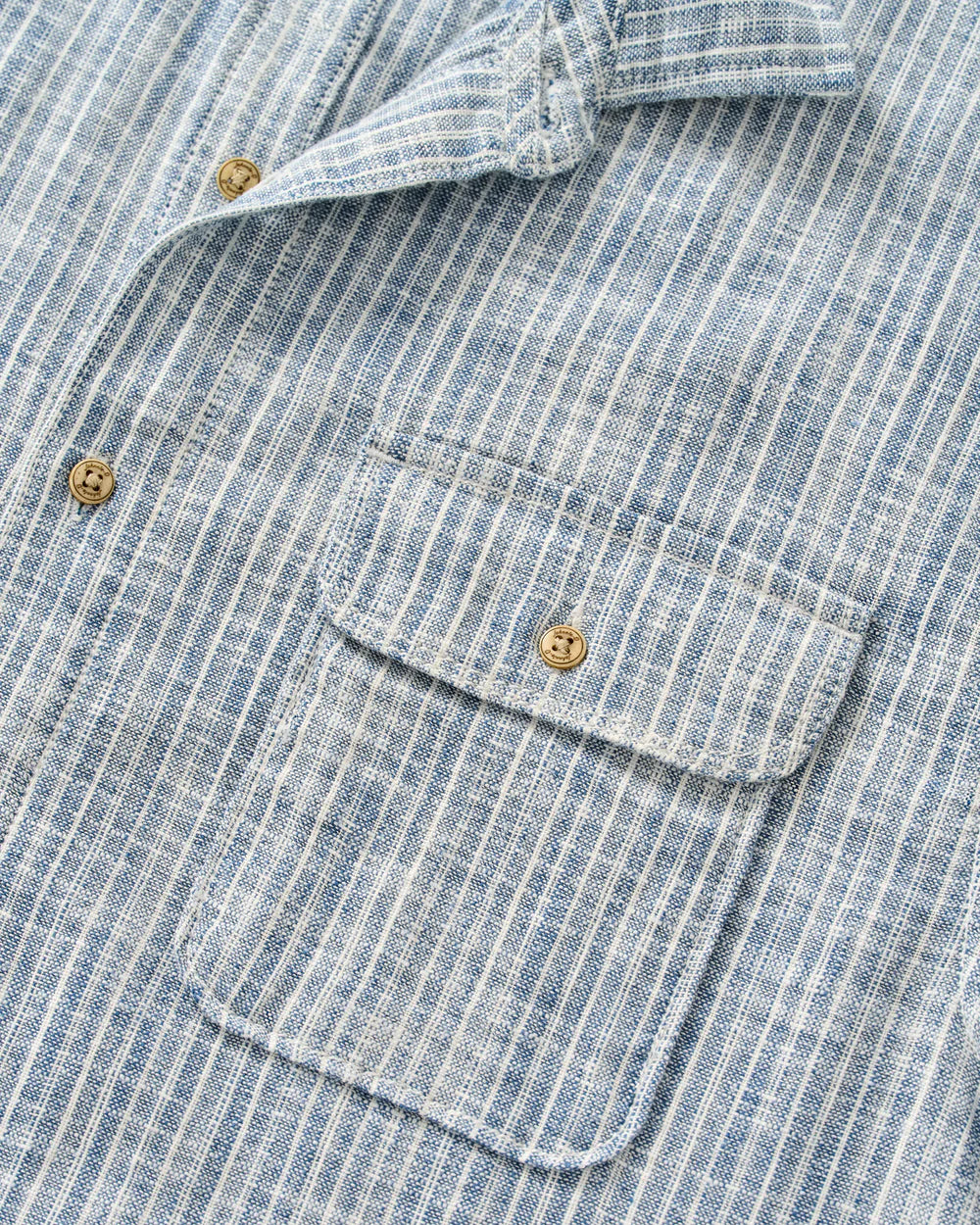 Johnnie-O Short Sleeve Cotton Blend Button Down Shirt - Ennis Indigo Dyed Stripe: Indigo