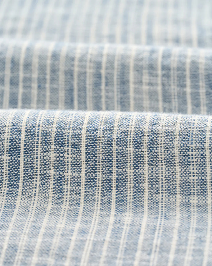 Johnnie-O Short Sleeve Cotton Blend Button Down Shirt - Ennis Indigo Dyed Stripe: Indigo