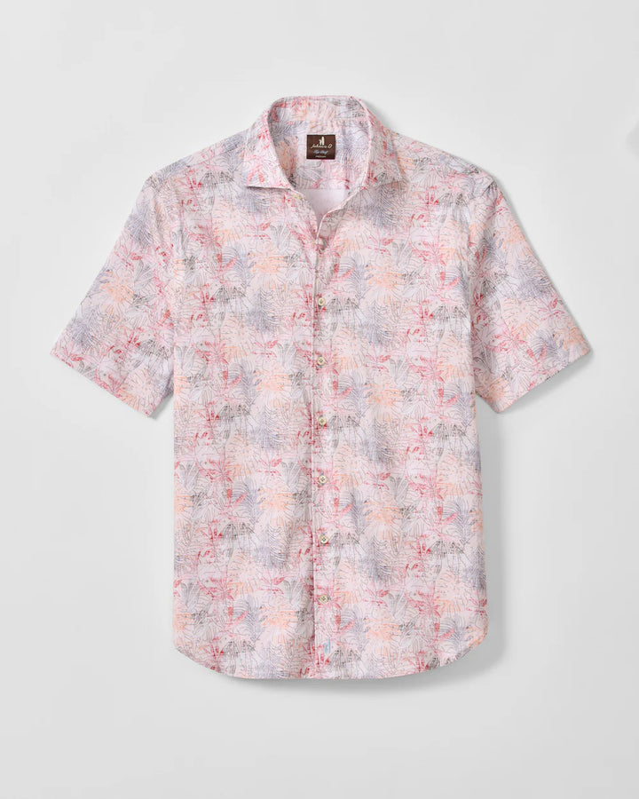 Johnnie-O Tencel Blend Short Sleeve Button Down Shirt - Guffey Printed: Khaki