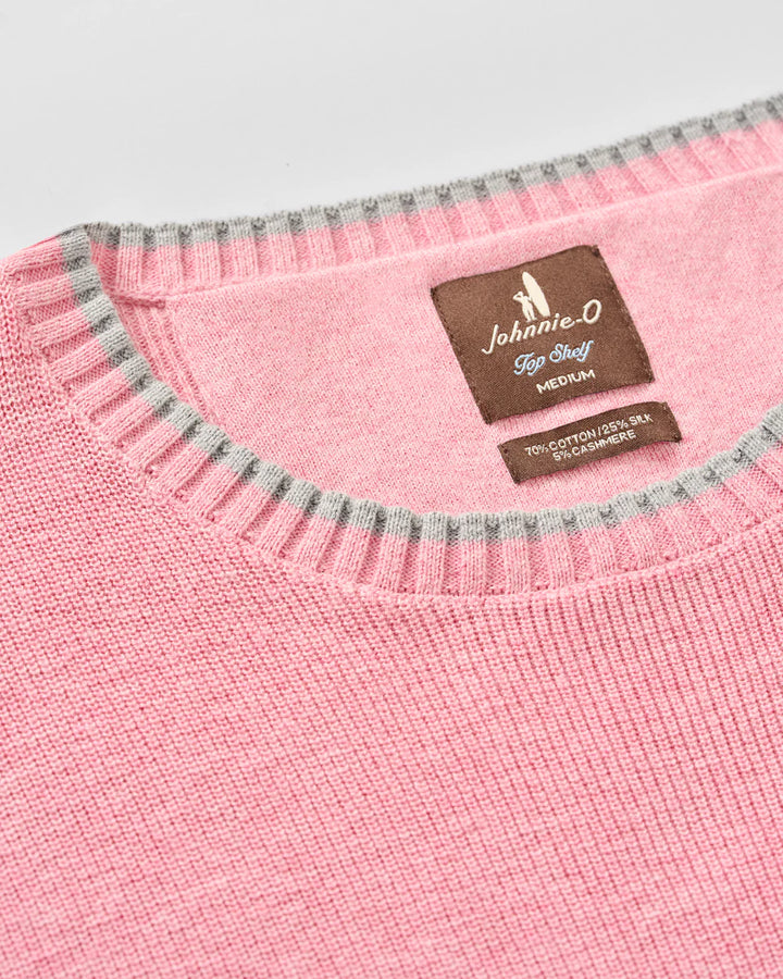 Johnnie-O Hatcher Cotton Blend Crewneck Sweater: Flamingo