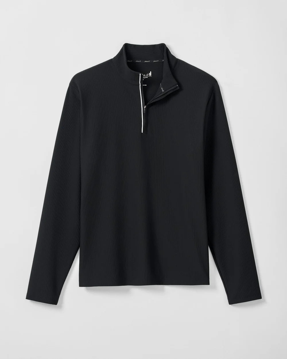 Johnnie-O Hoppin Ribbed Knit Performance 1/4-Zip Pullover: Black