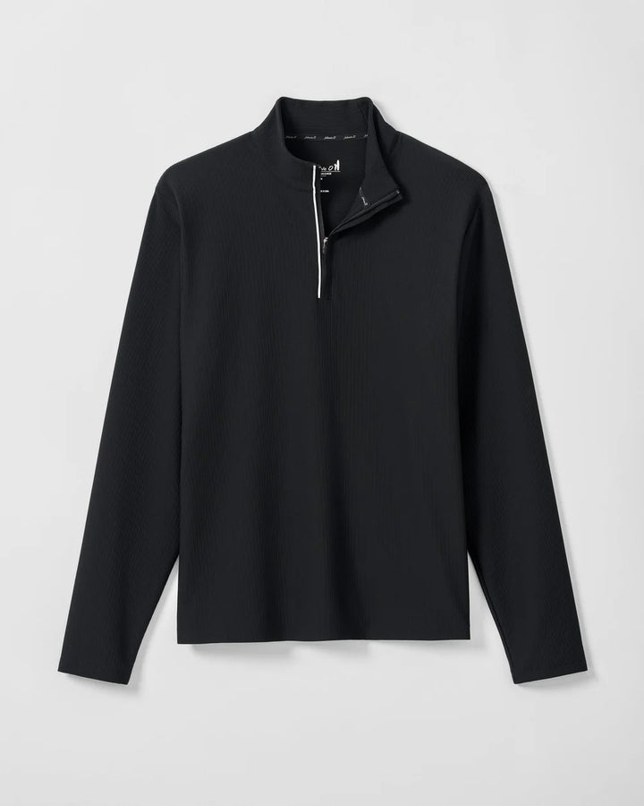 Johnnie-O Hoppin Ribbed Knit Performance 1/4-Zip Pullover: Black