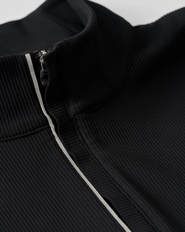 Johnnie-O Hoppin Ribbed Knit Performance 1/4-Zip Pullover: Black