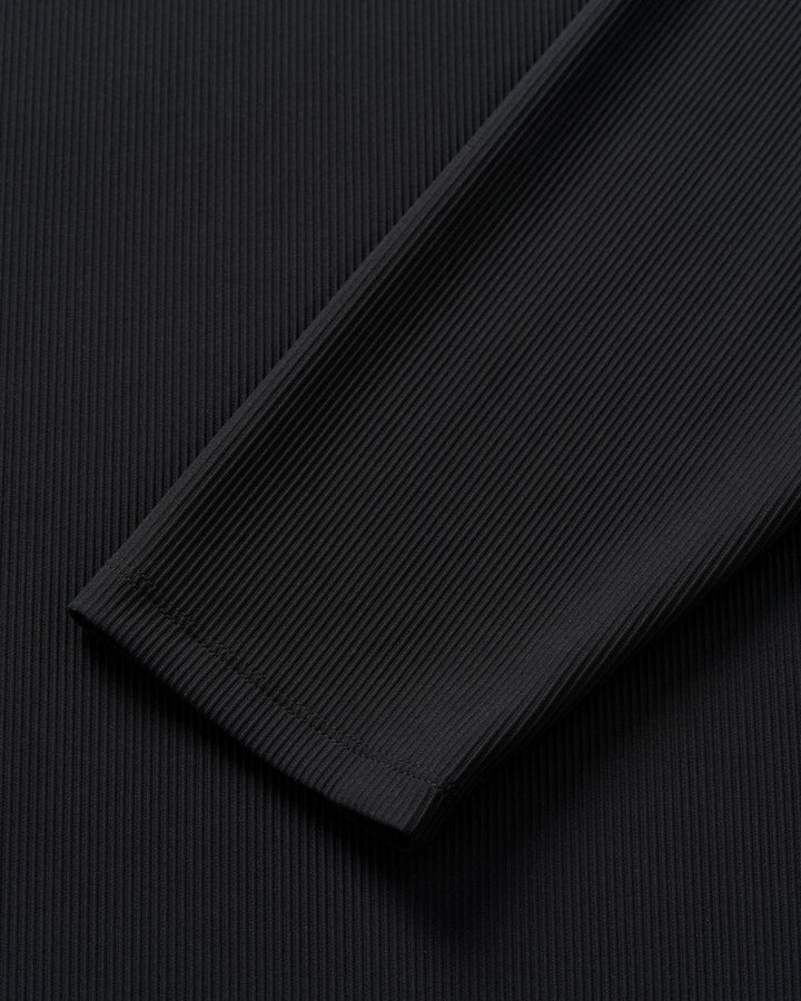 Johnnie-O Hoppin Ribbed Knit Performance 1/4-Zip Pullover: Black