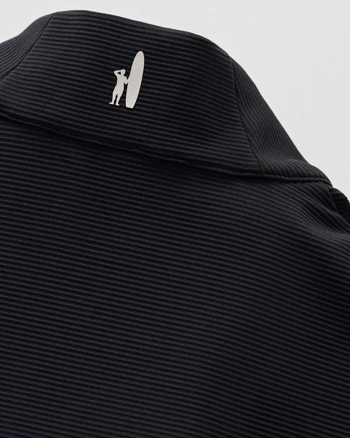Johnnie-O Hoppin Ribbed Knit Performance 1/4-Zip Pullover: Black