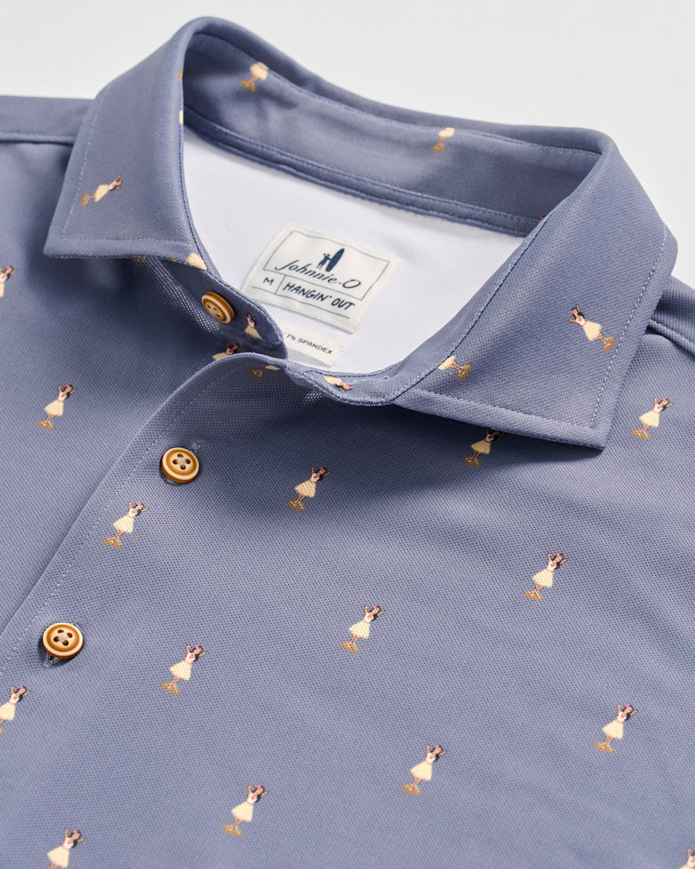 Johnnie-O Printed Mesh Short Sleeve Button Down Shirt - Hula Dance Print: Navy