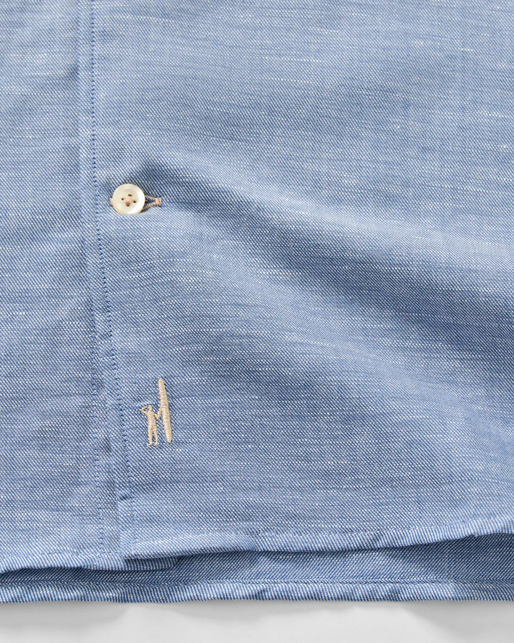 Johnnie-O Linen Blend Button Down Shirt - Chambray Solid: Laguna Blue