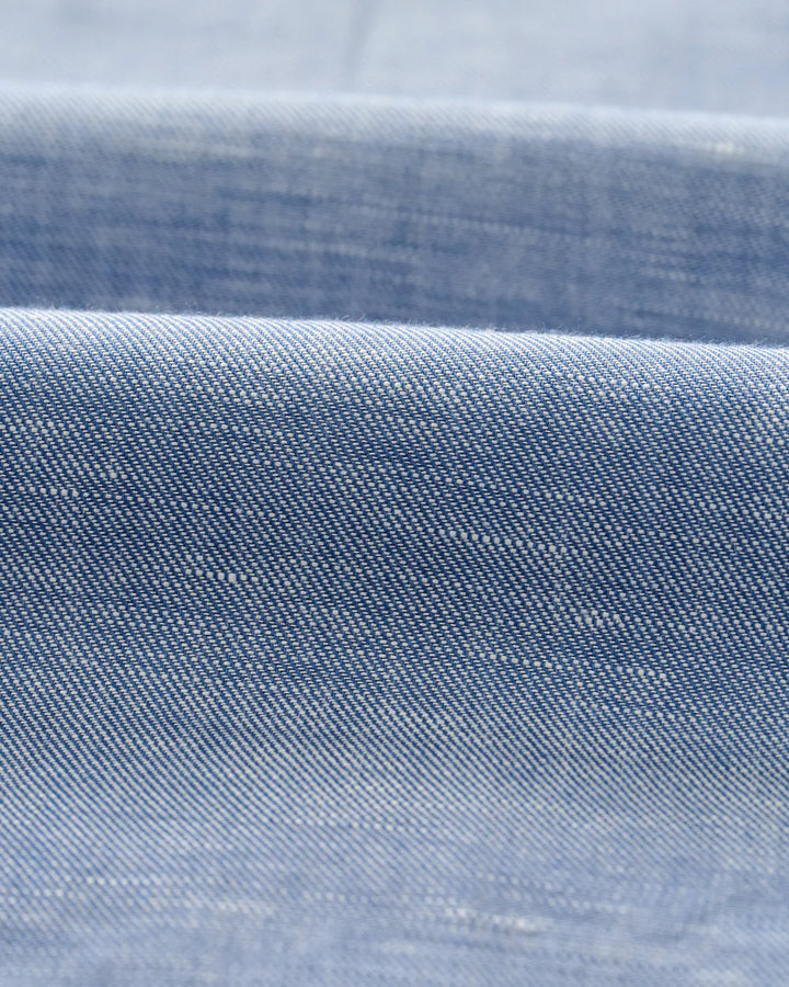 Johnnie-O Linen Blend Button Down Shirt - Chambray Solid: Laguna Blue