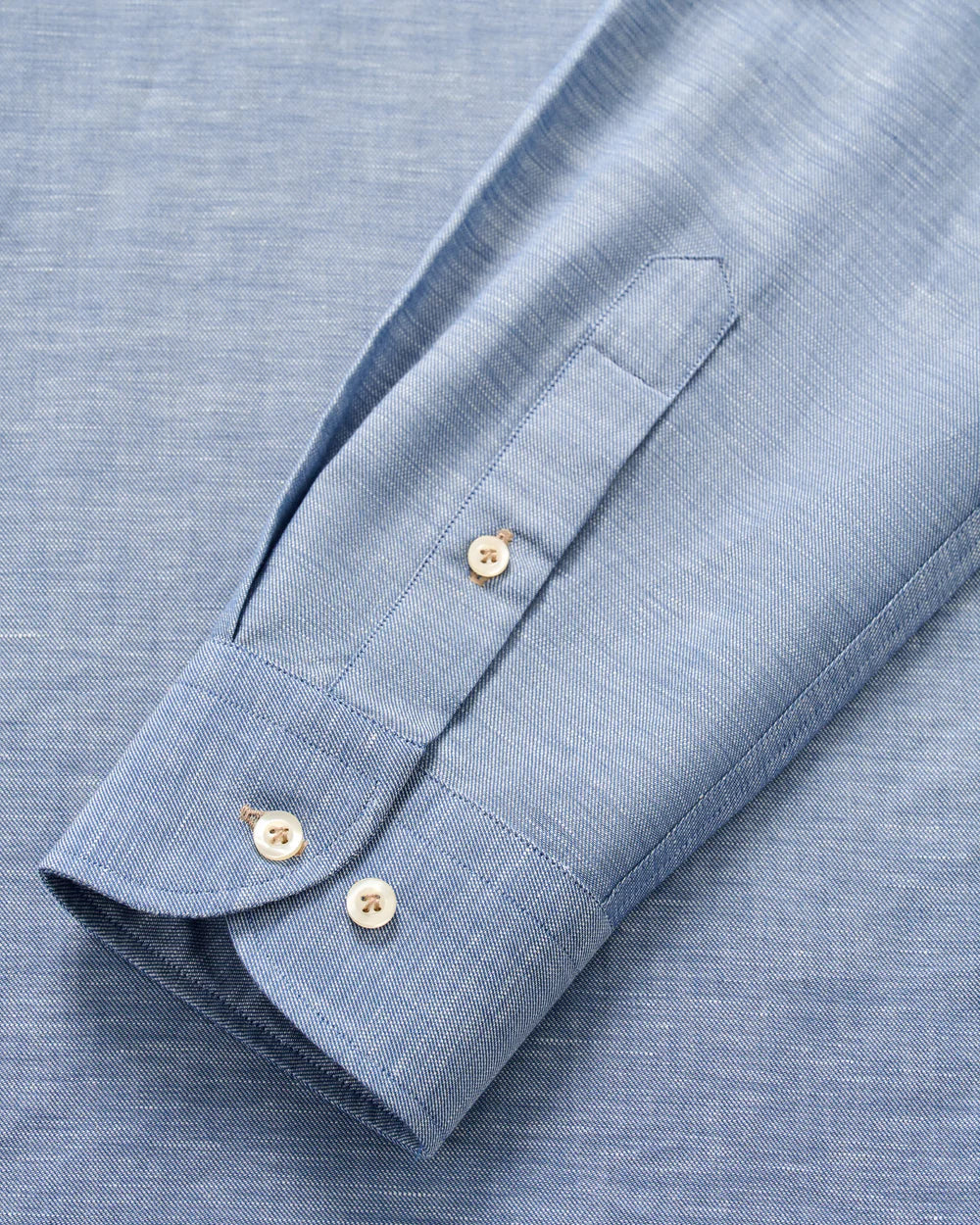 Johnnie-O Linen Blend Button Down Shirt - Chambray Solid: Laguna Blue