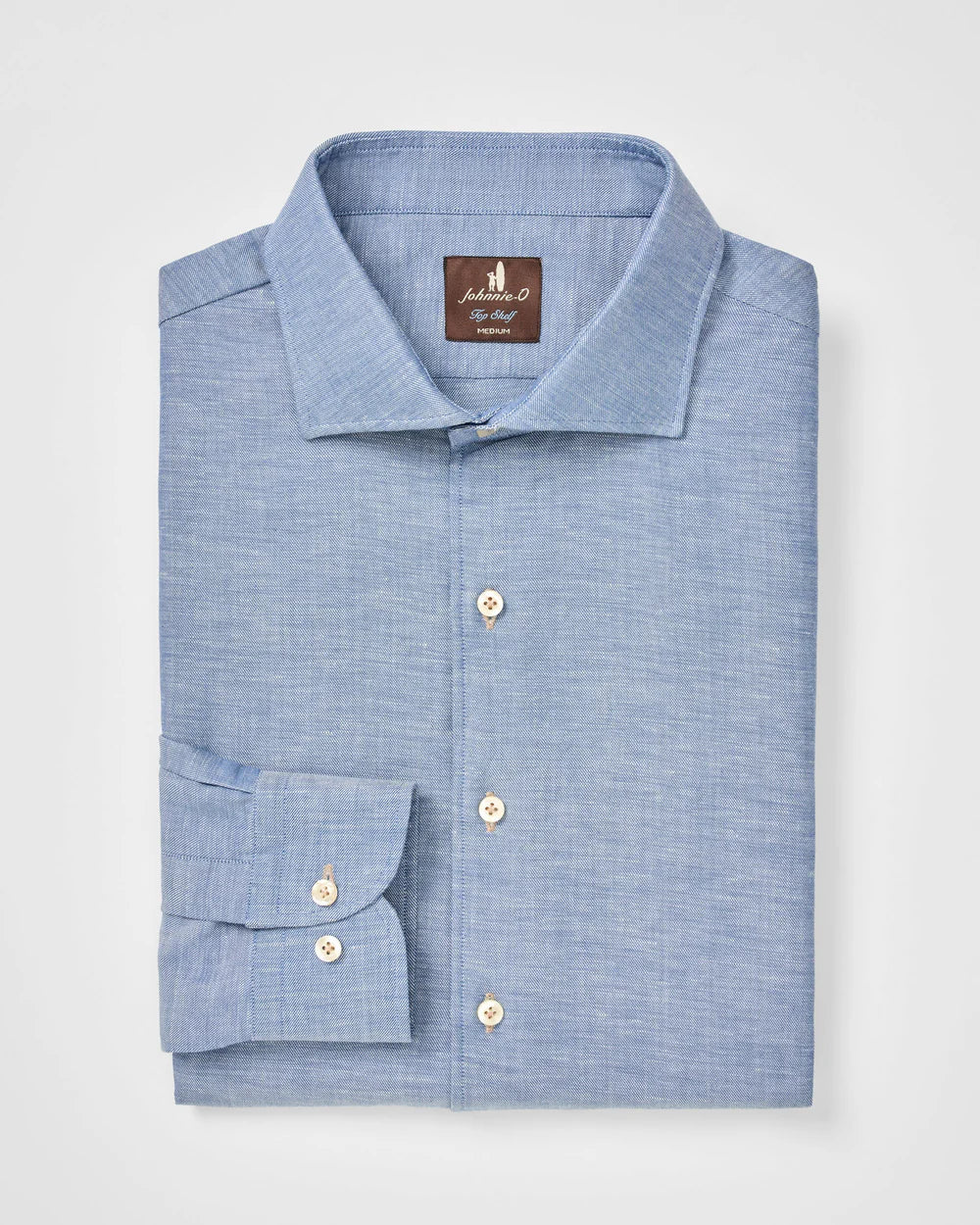 Johnnie-O Linen Blend Button Down Shirt - Chambray Solid: Laguna Blue