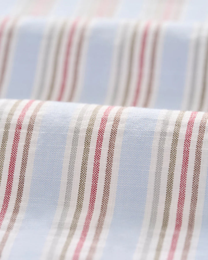 Johnnie-O Cotton Blend Short Sleeve Button Down Shirt - Leander Printed Slub Cotton: Gulf Blue